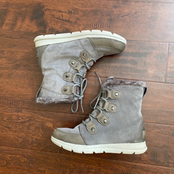 Sorel Explorer Joan Suede Waterproof Quarry Gray Boots Size 8 - Picture 14 of 14